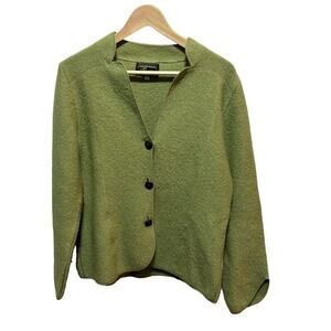 South Wool green jacket cardigan sweater 100% virgin wool size large